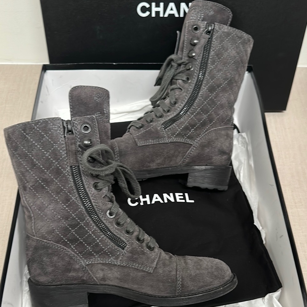 100% AUTHENTIC CHANEL Gray Women’s Boots - Picture 9 of 16